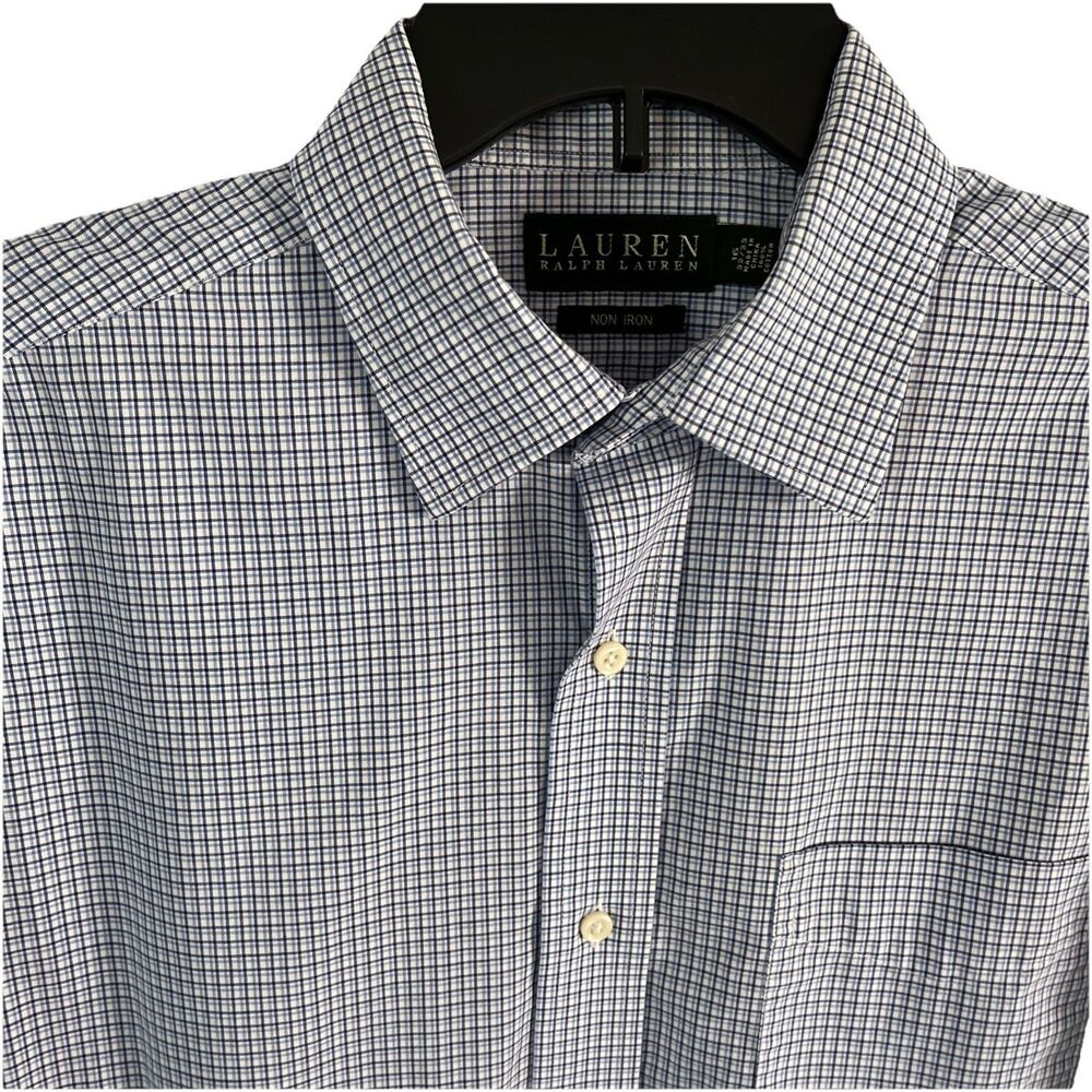 Mens Ralph Lauren blue/black Non Iron long sleeve button down, 16 32/3 EUC